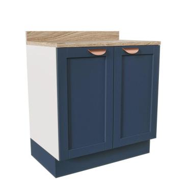Imagem de Balcão 2 Portas 80cm Arizona CabeCasa MadeiraMadeira Branco/Azul