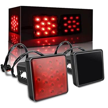 Imagem de TOTMOX Luz traseira de baioneta de reboque, luz de freio automotiva, luz traseira de LED, luz traseira de baioneta de reboque, compatível com caminhão receptor de engate de 5 cm x 5 cm, reboque, lente