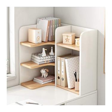 Imagem de KIZQYN Estante de mesa de 3 níveis estante de mesa de madeira organizador de mesa de bancada independente estante de canto de cozinha escritório estante de livros de cor branca (cor: lado direito, tamanho: 50x30x50cm)