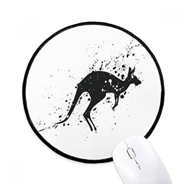 Imagem de Mouse pad canguru mexicano simples preto e branco para escritório tapete redondo para computador