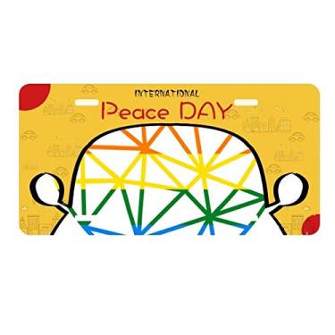 Imagem de DIYthinker Arco-íris gay modelo lésbica coração LGBT placa de licença etiqueta decoração carro dia da paz