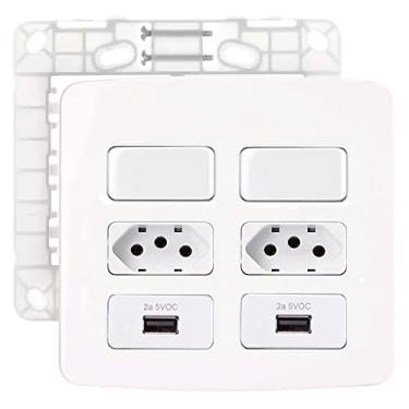 Imagem de Interruptor Simples + Tomada 10A + 2 USB 2A bi Margirius