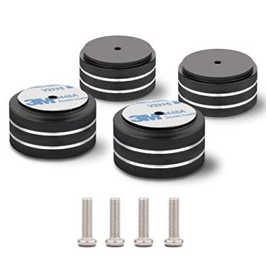 Imagem de Monosaudio 4 peças 40 x 20 mm pés de isolamento de alto-falante de um lado 3M adesivos almofadas de ponta de alto-falante com anéis de borracha antiderrapantes para, alto-falantes, subwoofers,