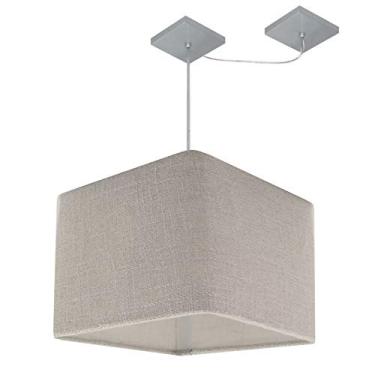 Imagem de Lustre Pendente Quad com Desvio Cúpula Tecido 30/35x35 cm, Vivare Iluminação, Pendente4268 CZ, Cinza, Pequeno