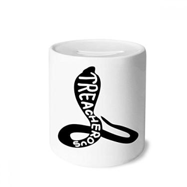Imagem de DIYthinker Caixa de moedas de cerâmica preta com contorno de animal Cobra natural para presente de cobra
