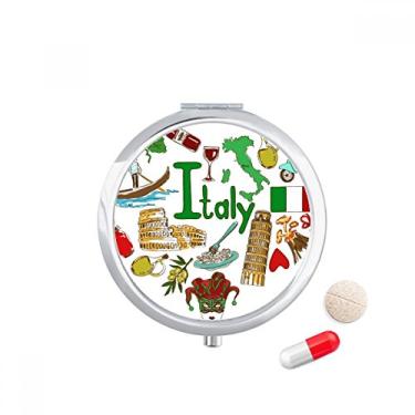 Imagem de Porta-comprimidos com a bandeira nacional da Itália Love Heart Landscap