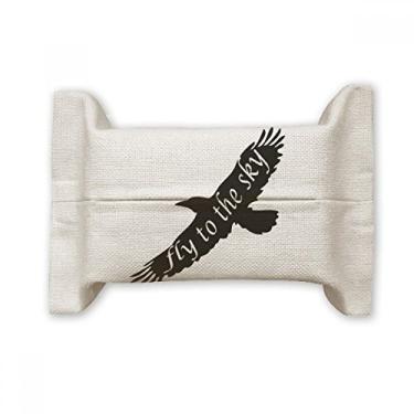 Imagem de Bolsa de linho de algodão com desenho de águia de animal preto natural