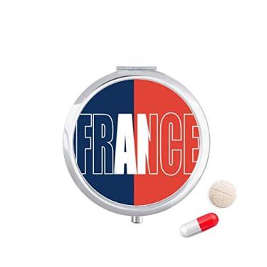Imagem de Porta-comprimidos, bolso com nome da bandeira da França, caixa de armazenamento de medicamentos