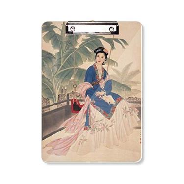 Imagem de Folha Flor Branca Azul Rosa Roupas Prancheta Pasta Bloco de Escrita Placa de Apoio A4