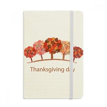 Imagem de Caderno de Dia de Ação de Graças, árvore vermelha, estampa de aquarela, tecido oficial, capa rígida, diário clássico
