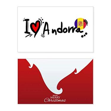 Imagem de I Love Andorra Bandeira de Palavra Amor Ilustração Coração Feriado Feliz Natal Cartão de Parabéns Mensagem de Letras de Natal