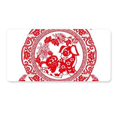 Imagem de DIYthinker Etiqueta de aço inoxidável para decoração de placa de carro de ano novo chinês, corte de papel