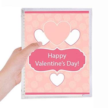 Imagem de Caderno diário de folhas soltas para dia dos namorados rosa e branco