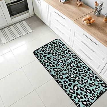 Imagem de Tapete de cozinha colorido com design de leopardo, antiderrapante, confortável, tapete antifadiga para sala de jantar, lavanderia, escritório, corredor, 99 x 50 cm