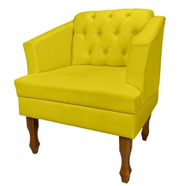 Imagem de Poltrona Estofada Decorativa Sala de Estar Quarto Escritório Consultório Leitura Safira (Suede Amarelo)