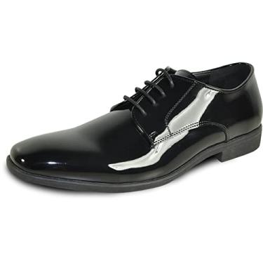 Imagem de VANGELO sapato social masculino Oxford formal smoking para formatura casamento - ampla largura disponível preto patente conhaque, Black Patent 12, 7.5