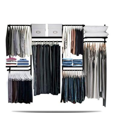 Imagem de Closet arara aramado trilho parede super resistente moderno 2,80 PT