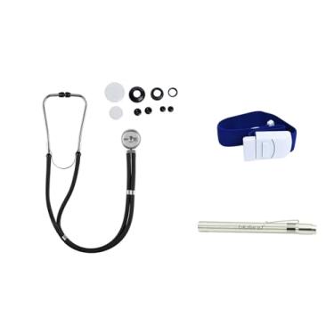 Imagem de Estetoscópio Duplo Multi + Lanterna Médica + Garrote (AZUL)
