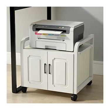 Imagem de Suporte para impressora, mesa de impressora com armazenamento, armários de arquivo com 4 rodas, carrinho de impressora com rolamento resistente e elegante para impressora, scanner, fax, escritório em casa