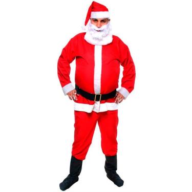 Imagem de Fantasia Papai Noel Adulto Roupa Completa Barba e Sobre Bota