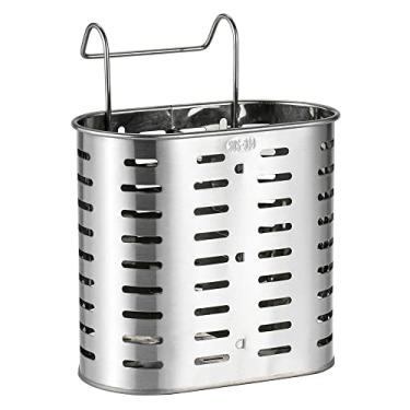 Imagem de Utensílios de cozinha Rack de secagem para pauzinhos Suporte para talheres de aço inoxidável Suporte organizador de armazenamento com ganchos 2 compartimentos divididos Talheres Cesta Caddy Colher Fa
