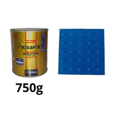 Imagem de Piso Tátil Alerta Azul Pvc 25X25Cm Kit 20Pçs + 2 Cola 750G