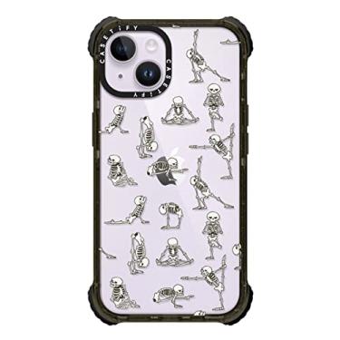 Imagem de Casetify Capa Ultra Impacto para iPhone 14 [5X grau militar testado contra quedas/proteção contra quedas de 3,5 m] - Skeleton Yoga (branco) - Preto brilhante