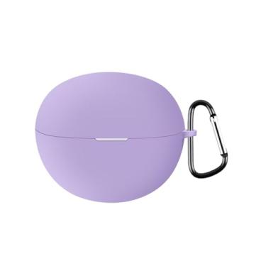 Imagem de AKABEILA Capa protetora de silicone compatível com Huawei FreeClip para geração de fones de ouvido, capas macias à prova de choque, carregamento sem fio, LED, fone de ouvido visível geração, roxo
