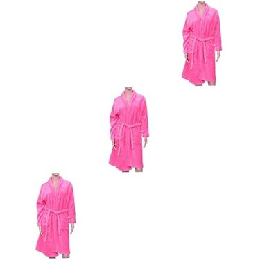 Imagem de PRETYZOOM 3 Pecas roupão de lã mulheres Robe de banho de inverno pijamas camisolas de flanela para mulheres roupão feminino mulheres de camisola engrossar roupão de banho manto amantes