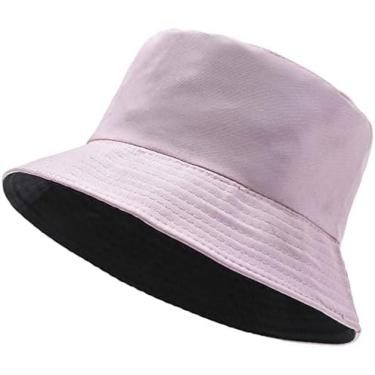 Imagem de Chapéu de pescador preto branco sólido balde chapéu unissex bonés masculino feminino verão boné praia sol chapéu de pesca, rosa, a