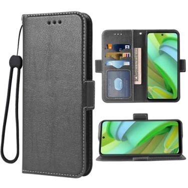 Imagem de Dswteny Capa carteira compatível com Motorola Moto G Power 5G 2023 com alça de pulso e suporte de cartão flip de couro para celular GPower G5 feminino masculino preto