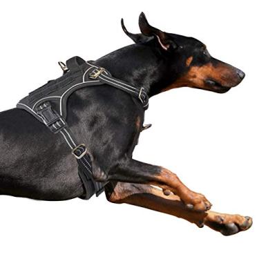 Imagem de BUMBIN Peitoral tático para cães grandes, antipuxão, famoso TIK Tok, sem puxão, adequado para caminhada inteligente para animais de estimação para treinamento, colete ajustável para cães com alça