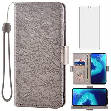 Imagem de Capa carteira compatível com Moto G8 Power Lite e protetor de tela de vidro temperado com suporte para cartão de couro flip capa para celular MotoG8PowerLite Motorola 8 8G PowerLite XT2055-2 mulheres