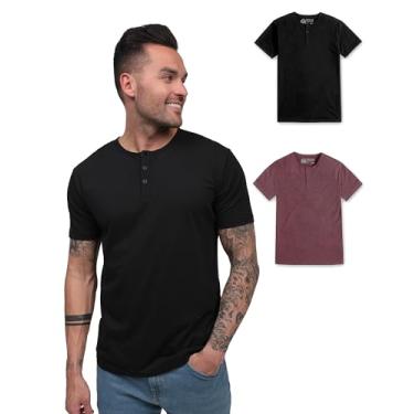 Imagem de INTO THE AM Camisetas Henley premium para homens – Camiseta casual de manga curta e ajuste moderno, Pacote com 2 - Sem marca - Preto/Marrom, 3G