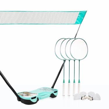 Imagem de ENOVI Conjunto de badminton EasyGo, com rede, 4 raquetes, 4 pássaros, caixa de armazenamento portátil, para quintais, jogos ao ar livre, jogos de jardim