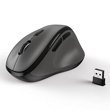 Imagem de Mouse ergonômico sem fio com receptor USB para PC, laptop e desktop, mouse Ergo vertical com cliques silenciosos de longa duração da bateria, até 1600 DPI e 1 pilha AA (não incluída), cinza