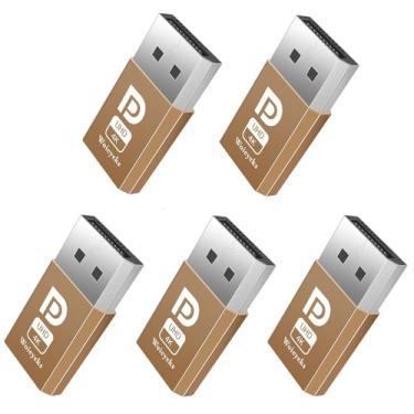 Imagem de Woieyeks Plugue fictício DP-DisplayPort, emulador de exibição fantasma sem cabeça, plugue de emulador EDID, suporte 1080@60Hz-3840x2160@17hz, pacote com 5