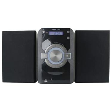 Imagem de Philco Mini sistema de prateleira estéreo leitor de CD com rádio FM digital, transmissão Bluetooth, controle remoto em preto | Display LCD | Conector de fone de ouvido de 3,5 mm | Compatível com MP3 e