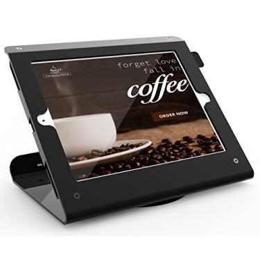 Imagem de Pinikox Suporte para tablet de quiosque de varejo compatível com iPad de 10,2 polegadas 9ª 8ª e 7ª geração, suporte para tablet POS Business Desktop, trava antirroubo, base giratória de 360°, metal,