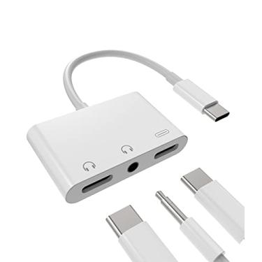 Imagem de Adaptador de fone de ouvido USB-C para 3,5 mm (3 em 1) divisor de conector auxiliar tipo C DAC acessório de carregador de cabo de áudio compatível com Samsung Galaxy LG Google Pixel iPhone15 Pro Max