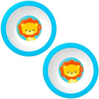 Imagem de Kit 2 Pratos Infantil Leão Bowl 350ml Pratinho de Bebês Buba