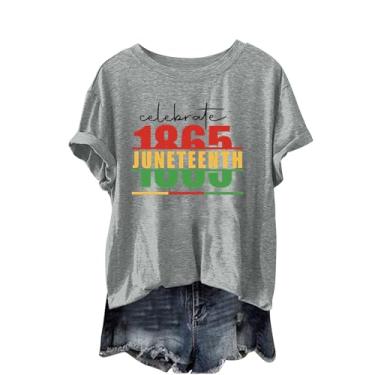 Imagem de Juneteenth Camiseta feminina Black History Emancipation Day Shirt 1865 Celebrate Freedom Tops Graphic Summer Casual, A1G - cinza, M