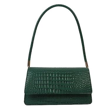 Imagem de Bolsa de ombro retrô clássica bolsa axila, bolsa de mão clutch de ombro para mulheres, Verde, Retrô