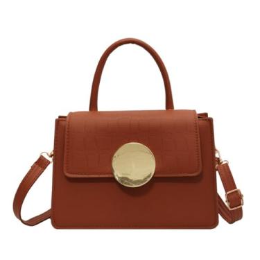 Imagem de Bolsas femininas transversais para mulheres bolsa pequena estruturada bolsa de ombro com alça superior, Marrom