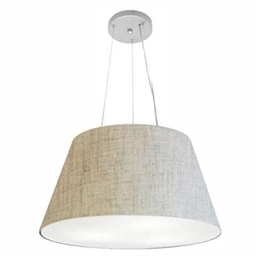 Imagem de Lustre Pendente Cone Cúpula Tecido 30/50x35 cm, Vivare Iluminação, Pendente4141 RST, Rustico Bege, Médio