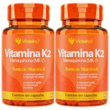 Imagem de Videira7, KIT COM 2 VITAMINA K2 MENAQUINONA MK-7 1 CÁPSULA AO DIA 100% IDR TOTAL 120 CÁPSULAS - VIDEIRA7
