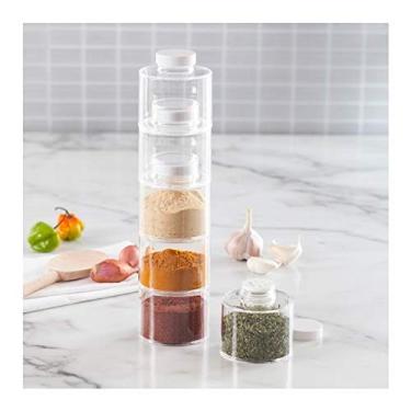 Imagem de Xing Yongjian Torre de Temperos 6 Potes Acrílicos Empilháveis Transparentes