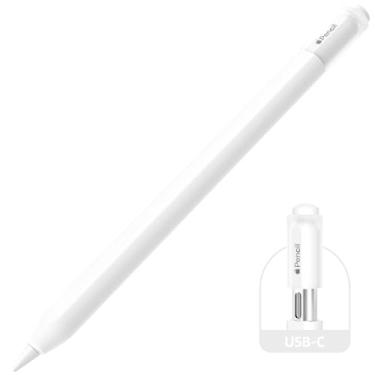 Imagem de AZF Capa compatível com Apple Pencil USB C, capa protetora de silicone antiderrapante para Apple Pencil (USB-C), suporte magnético. (branco)