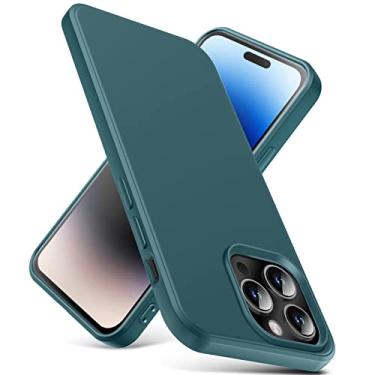 Imagem de YSLBWLE Capa para iPhone 14 Pro Max, capa fina de silicone líquido, à prova de choque, capa fina para iPhone 14 Pro Max, capa protetora de câmera de corpo inteiro - verde 2-IP14PM-05