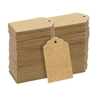Imagem de PQZKLDP 200 etiquetas de presente de papel kraft com cordão, etiquetas de pendurar etiquetas de papel em branco etiquetas de preço para etiquetas de embrulho sacos de presente (7,8 cm × 4,5 cm)